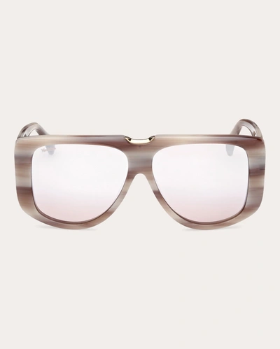 Shop Max Mara Women's Shiny Horn Spark 1 Shield Sunglasses In Brown