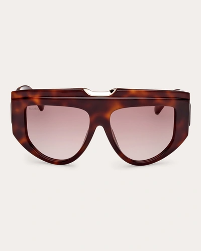 Shop Max Mara Women's Orsola Shield Sunglasses In Brown