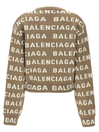 Shop Balenciaga All Over Logo Sweater Sweater, Cardigans Beige