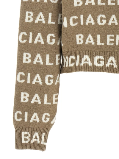 Shop Balenciaga All Over Logo Sweater Sweater, Cardigans Beige