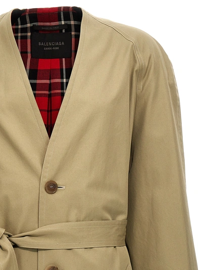 Shop Balenciaga Check Lining Oversize Trench Coat Coats, Trench Coats Beige