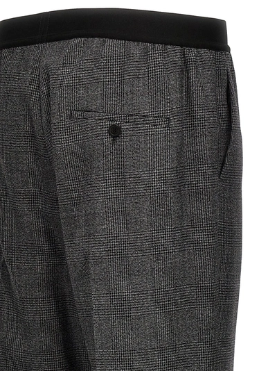 Shop Balenciaga Check Wool Pants Gray