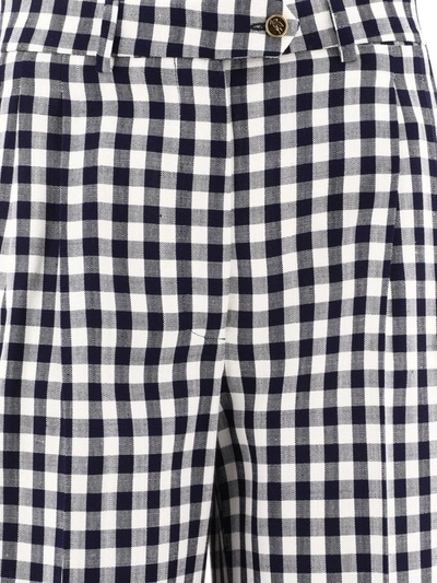 Shop Etro Gingham Trousers In Black