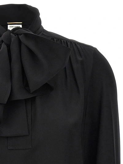 Shop Saint Laurent Lavalliere Silk Shirt Shirt, Blouse Black