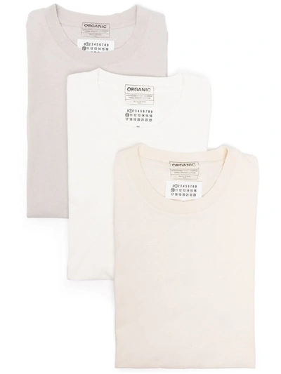 Shop Maison Margiela Pack Of 3 Cotton T-shirts In Multicolour