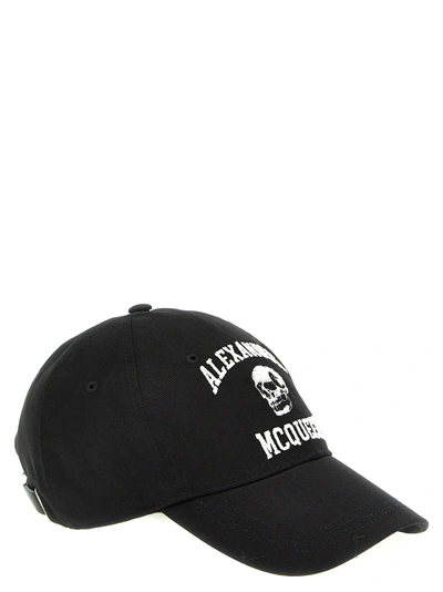 Shop Alexander Mcqueen Logo Embroidery Cap Hats White/black