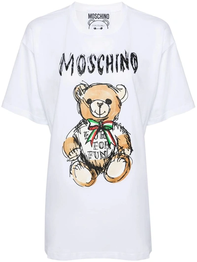 Shop Moschino Teddy Bear-print Cotton T-shirt In White