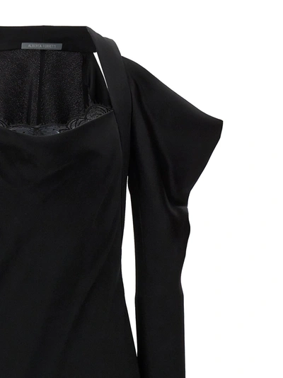 Shop Alberta Ferretti Long Satin Dress Dresses Black