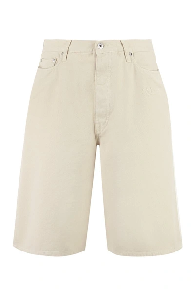 Shop Off-white Cotton Bermuda Shorts In Beige