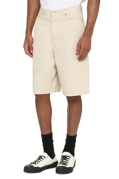 Shop Off-white Cotton Bermuda Shorts In Beige