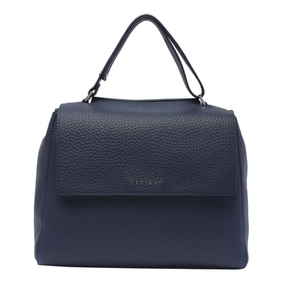 Orciani Sveva Medium Blue Leather Shoulder Bag In Blue