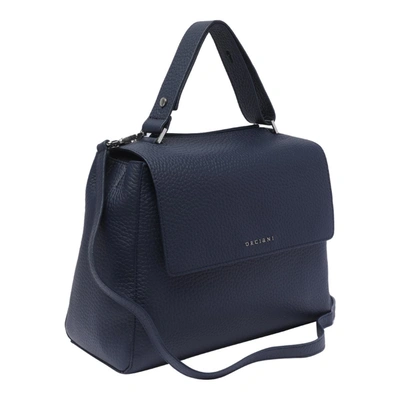 Orciani Sveva Medium Blue Leather Shoulder Bag In Blue