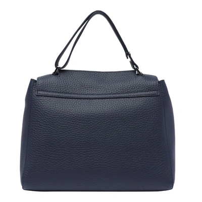 Orciani Sveva Medium Blue Leather Shoulder Bag In Blue