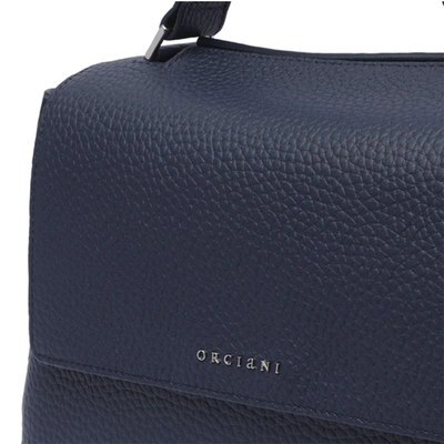 Orciani Sveva Medium Blue Leather Shoulder Bag In Blue