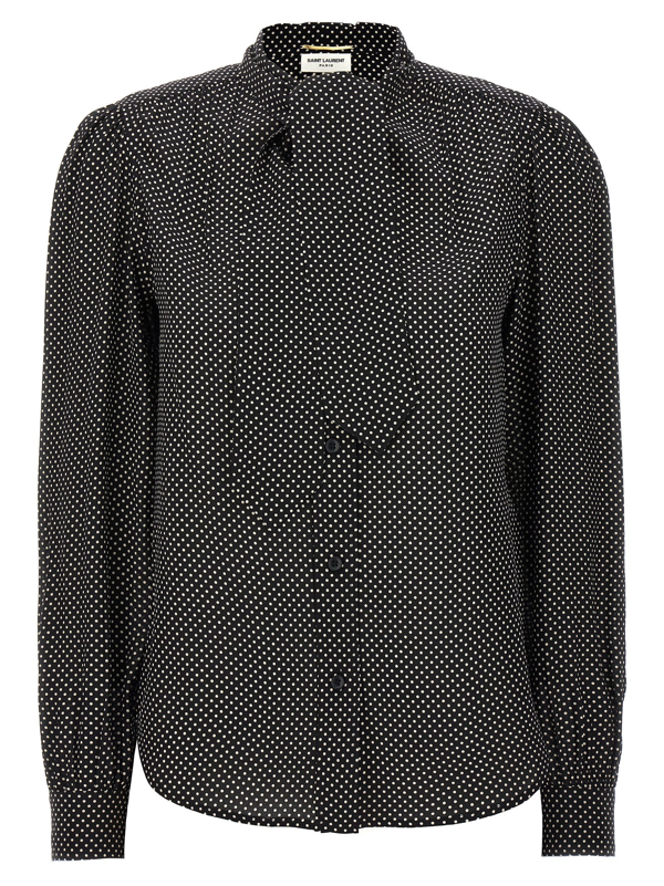 Saint Laurent pussy bow-collar silk shirt - Black