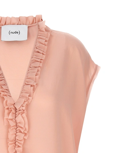 Shop Nude Ruffled Silk Blouse Shirt, Blouse Pink
