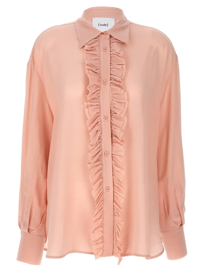 Shop Nude Ruffled Silk Shirt Shirt, Blouse Pink