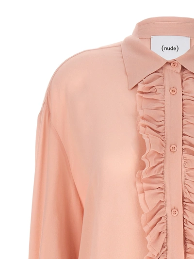 Shop Nude Ruffled Silk Shirt Shirt, Blouse Pink