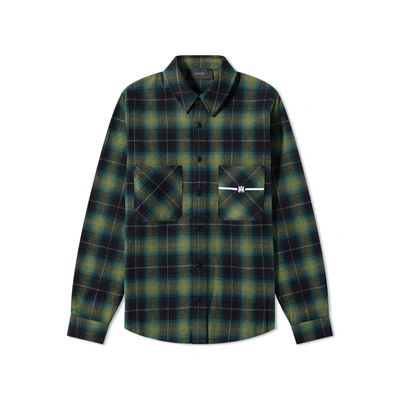 Shop Amiri Cotton Flannel Shirt In Green