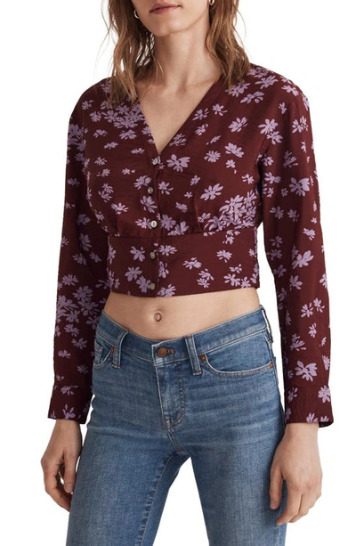 Shop Madewell V-neck Button-front Shirt In Cabernet