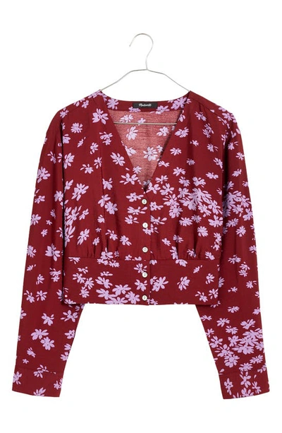 Madewell V-neck Button-front Shirt In Cabernet
