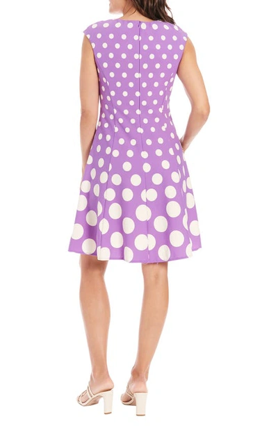 Shop London Times Dot Fit & Flare Dress In Lilac/ Ivory