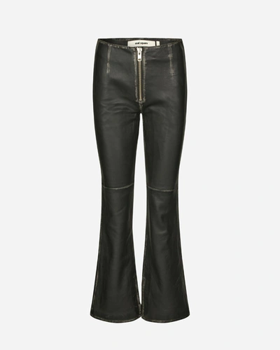 Shop Oval Square Osrocker Leather Trousers In Black
