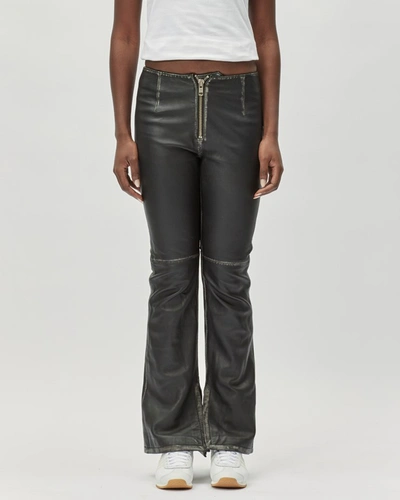 Shop Oval Square Osrocker Leather Trousers In Black