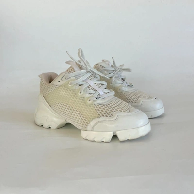 Pre-owned Dior Christian  White D-connect Mesh Lace Up Sneakers, 41