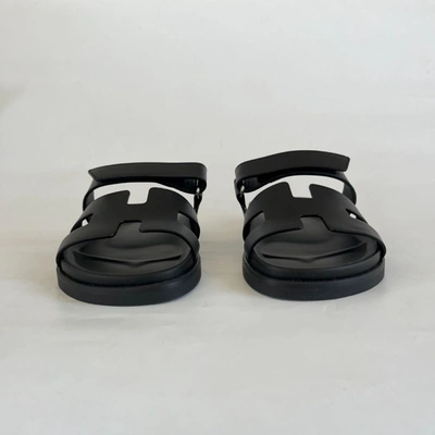 Pre-owned Hermes Hermès Black Chypre Sandals, 37.5