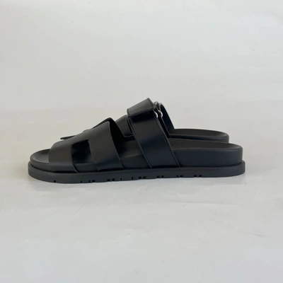Pre-owned Hermes Hermès Black Chypre Sandals, 37.5