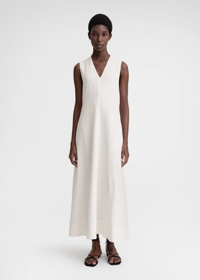 Shop Totême Fluid V-neck Dress Off White