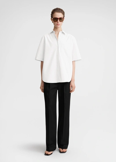Shop Totême Short-sleeve Poplin Shirt White