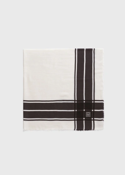 Shop Totême Wool Silk Blanket Scarf Black/ecru