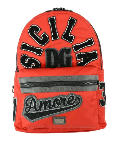 Shop Dolce & Gabbana Red Nylon Backpack