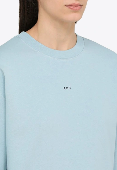 Shop Apc Anna Micro Logo Sweatshirt In Light Blue