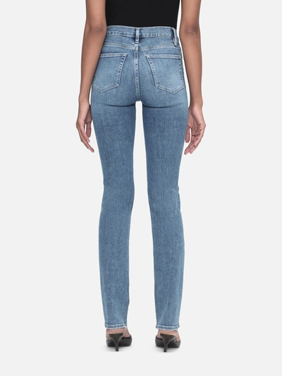 Shop Frame Le High Straight Long Jeans In Blue