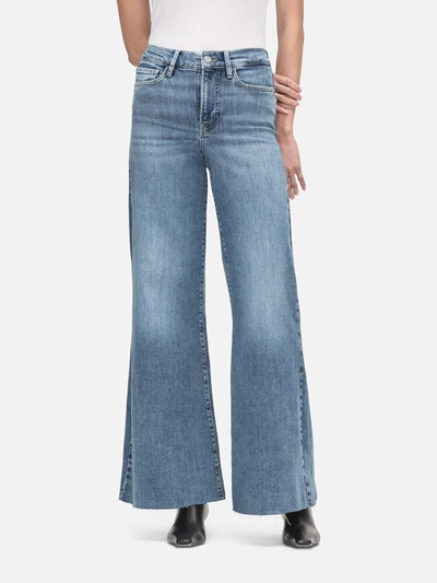 Shop Frame Le Palazzo Crop Wide Leg Jeans In Blue