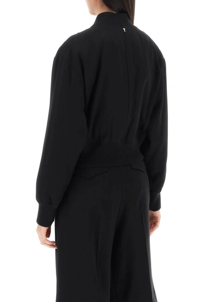 Shop Ami Alexandre Mattiussi Ami Paris Cropped Twill Bomber Jacket In Black