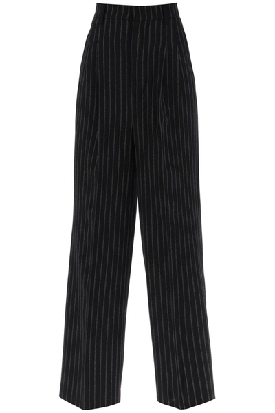 Shop Ami Alexandre Mattiussi Ami Paris Wide-legged Pinstripe Trousers With In Black