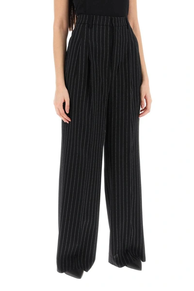 Shop Ami Alexandre Mattiussi Ami Paris Wide-legged Pinstripe Trousers With In Black