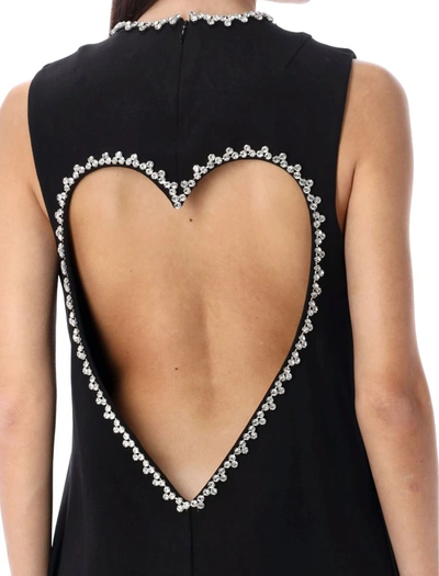 Shop Area Crystal Heart Back Mini Dress In Black