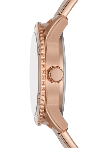 Shop Fossil Dayle Cz Embellished Stainless Steel Bracelet Watch, 38mm In Rose Gold