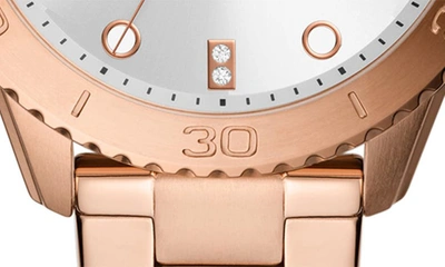 Shop Fossil Dayle Cz Embellished Stainless Steel Bracelet Watch, 38mm In Rose Gold