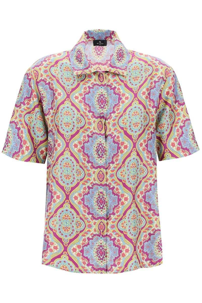 Shop Etro Short-sleeved Silk Printed Shirt In Multicolor