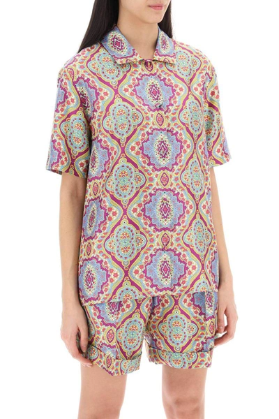 Shop Etro Short-sleeved Silk Printed Shirt In Multicolor