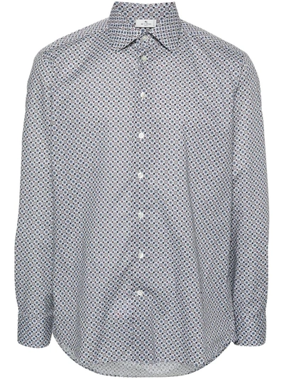 Shop Etro Cotton Shirt With Graphic Print In White