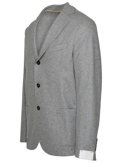Shop Eleventy Gray Wool Blazer Jacket In Grey