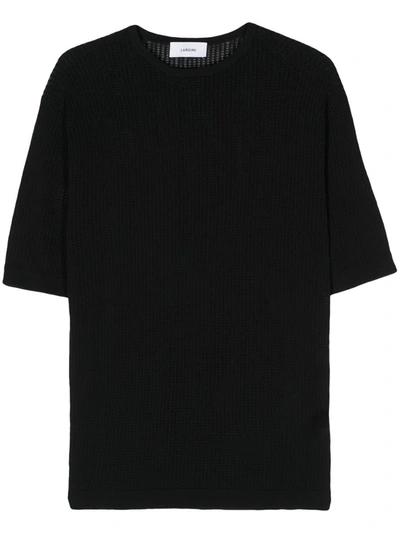 Shop Lardini Open Knit T-shirt In Black