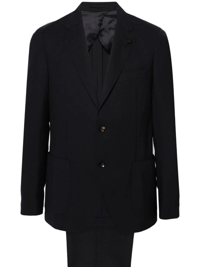 Shop Lardini Spa Single-breasted Wool Suit In Black
